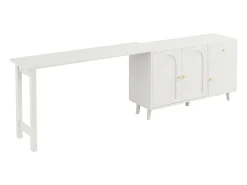 Secretária e aparador 2 em 1 - 120 x 40 x 74,5 cm - rotação 360° - com 3 portas + 1 gaveta - aglomerado - branco