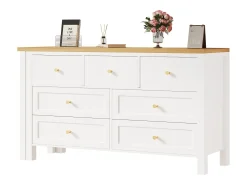 Secretária e aparador 2 em 1 - 120 x 40 x 70 cm - rotação 360° - com 7 gavetas - aglomerado - branco