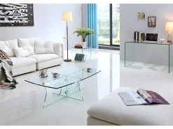 Secretária ELSTRON - Vidro curvo 12mm - Transparente - 120cm