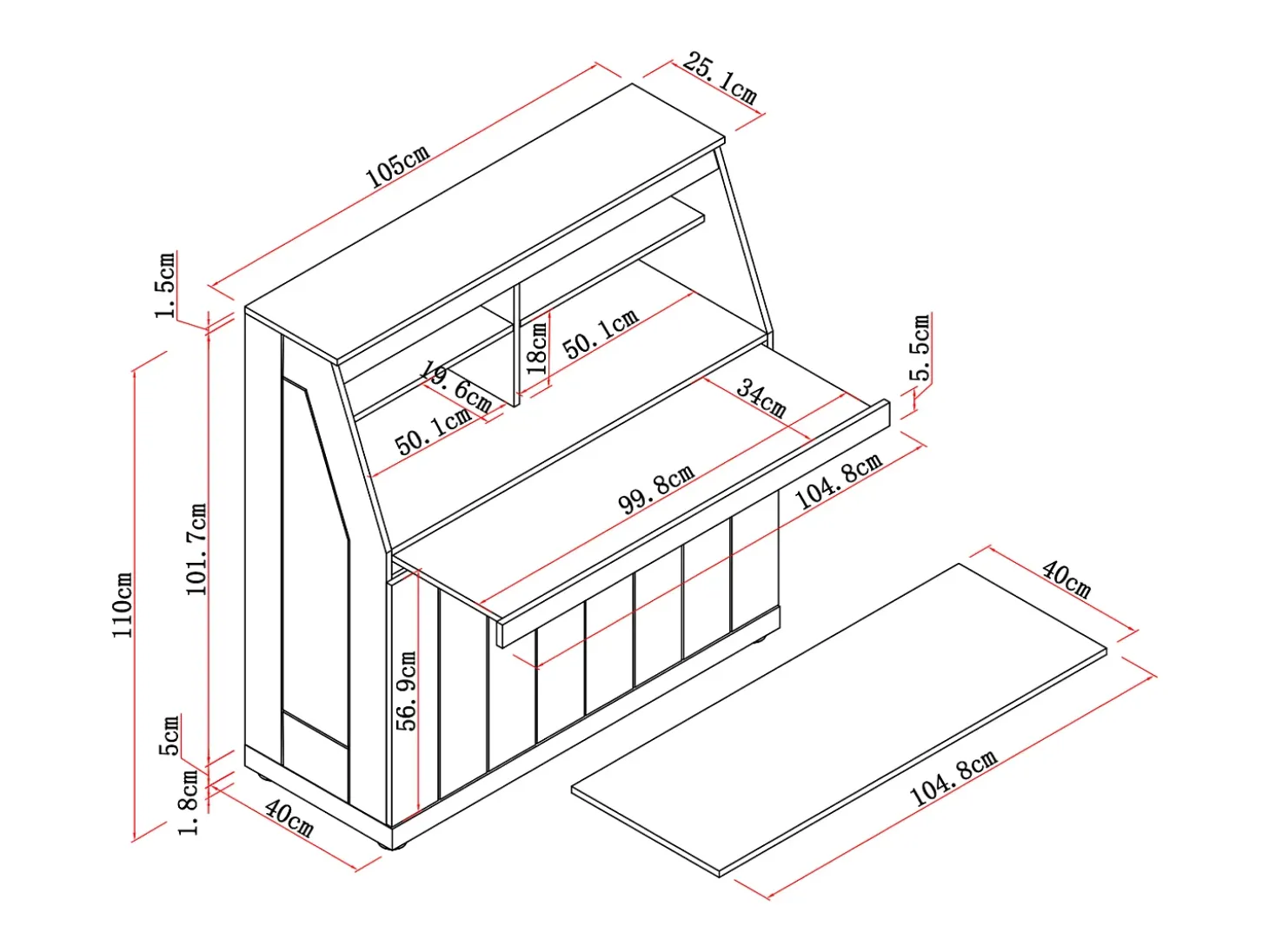 Secretária em MDF cores branco e natural - DUTASI