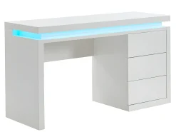 Secretária EMERSON - 3 gavetas - MDF lacado a branco - LEDs