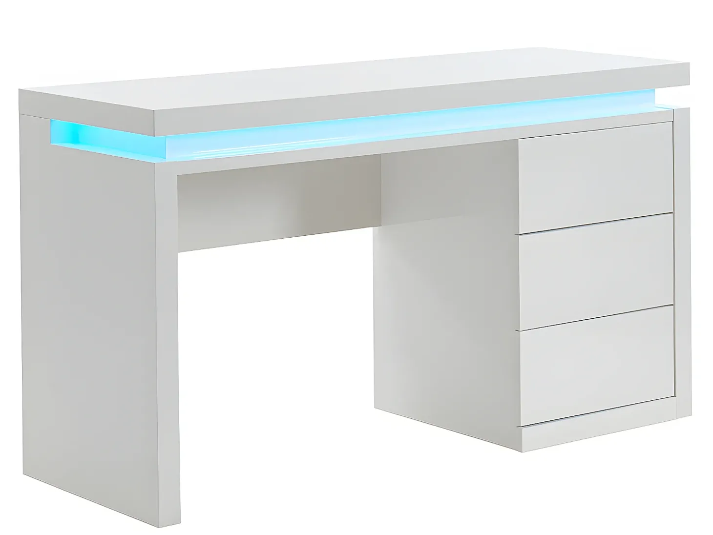 Secretária EMERSON - 3 gavetas - MDF lacado a branco - LEDs