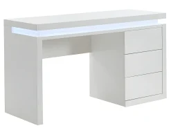 Secretária EMERSON - 3 gavetas - MDF lacado a branco - LEDs