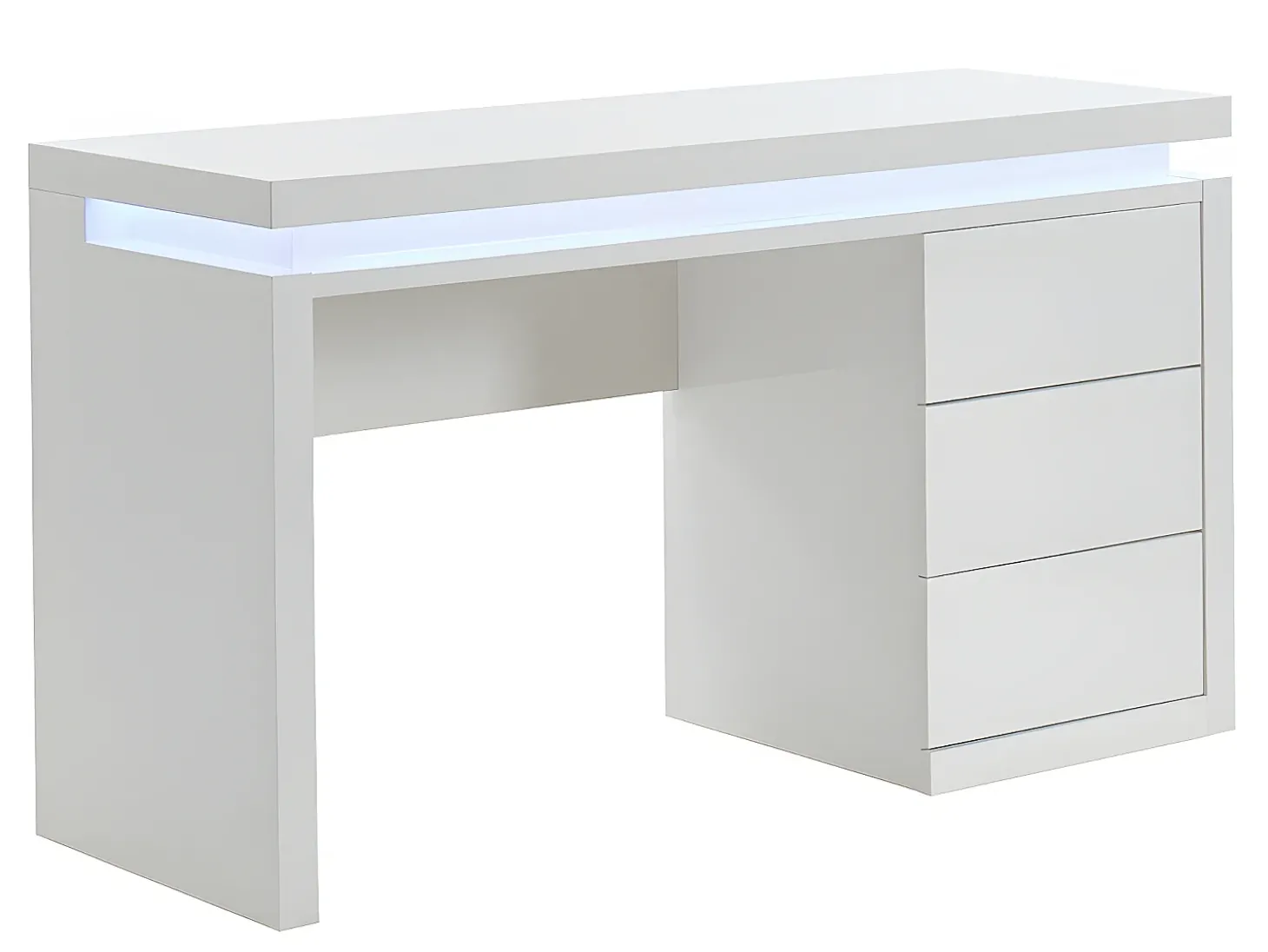 Secretária EMERSON - 3 gavetas - MDF lacado a branco - LEDs