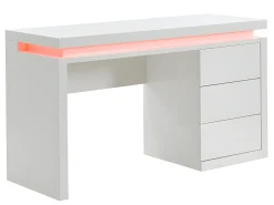 Secretária EMERSON - 3 gavetas - MDF lacado a branco - LEDs