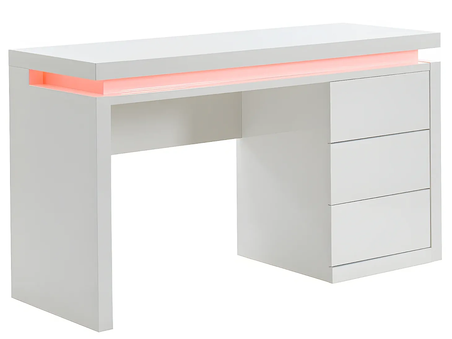 Secretária EMERSON - 3 gavetas - MDF lacado a branco - LEDs