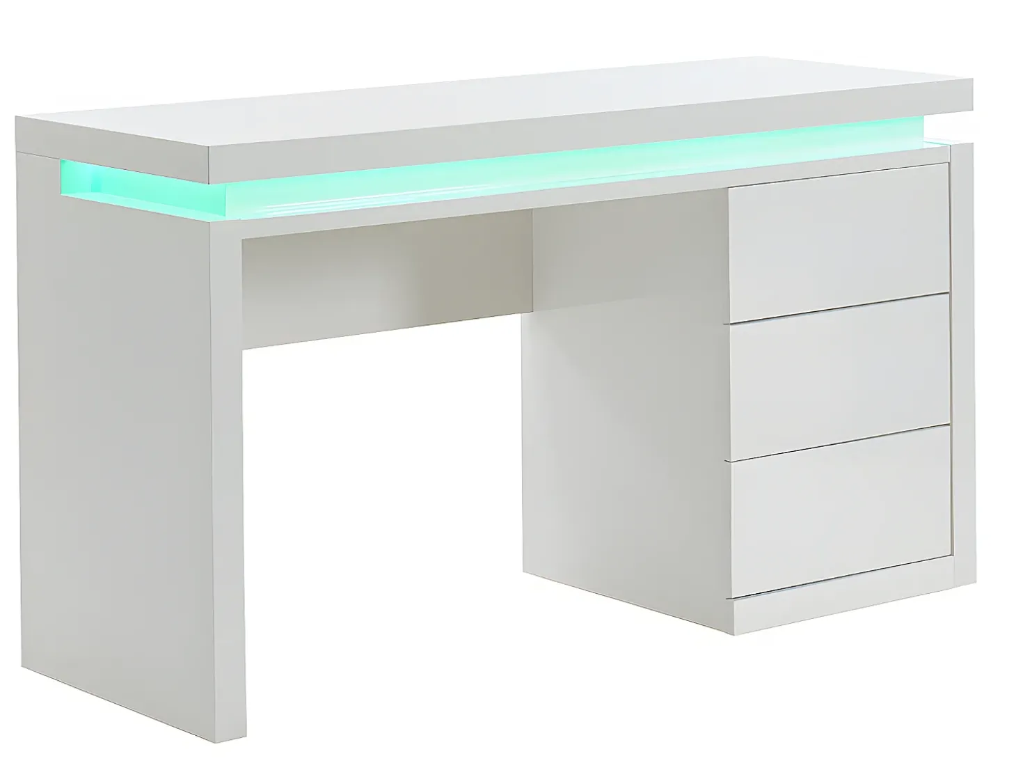 Secretária EMERSON - 3 gavetas - MDF lacado a branco - LEDs