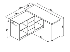 Secretária extensível com tampo giratório 360° em MDF natural e preto - PAVELO