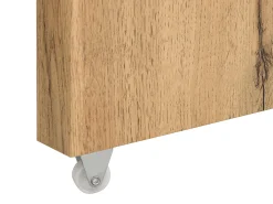 Secretária extensível com tampo giratório 360° em MDF natural e preto - PAVELO