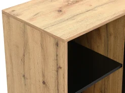 Secretária extensível com tampo giratório 360° em MDF natural e preto - PAVELO