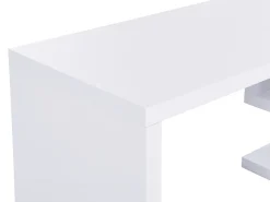 Secretária extensível com tampo giratório 360º MDF lacado branco e dourado - NICEPHORE II