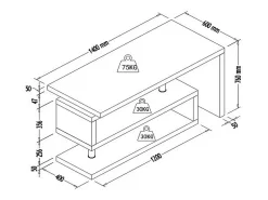 Secretária extensível com tampo giratório 360º MDF lacado branco e dourado - NICEPHORE II