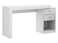 Secretária extensível contemporânea - 2 gavetas, 1 nicho - Cor: branco. EVAN