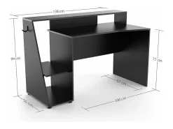 Secretária gaming AMBIHOME ESSENCE - Preto/Cinza, C138xP67xA94cm