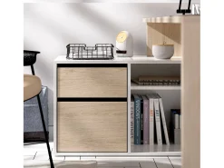 Secretária Gardena, Secretária multiposições para escritório ou quarto, Mesa de estudo multiusos de canto, 139x92h75 cm, Branco e Carvalho