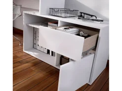 Secretária Gardena, Secretária multiposições para escritório ou quarto, Mesa de estudo multiusos de canto, 139x92h75 cm, Branco