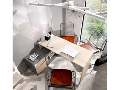 Secretária Gardena, Secretária multiposições para escritório ou quarto, Mesa de estudo multiusos de canto, 139x92h75 cm, Carvalho e Antracite