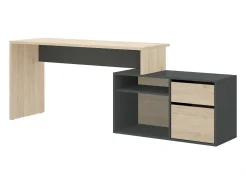 Secretária Gardena, Secretária multiposições para escritório ou quarto, Mesa de estudo multiusos de canto, 139x92h75 cm, Carvalho e Antracite