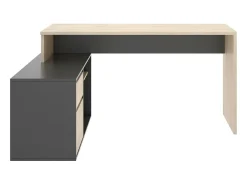 Secretária Gardena, Secretária multiposições para escritório ou quarto, Mesa de estudo multiusos de canto, 139x92h75 cm, Carvalho e Antracite