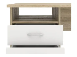 Secretária linear com três gavetas, cor carvalho branco, medidas 120 x 72 x 48 cm