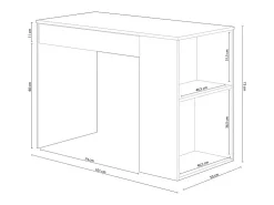 Secretária Masster 1 Gaveta Branco Artik/Cinza Antracite 73x101x50 cm