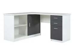 Secretária NORWY - 2 portas e 2 gavetas - Branco e Cinza