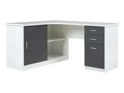 Secretária NORWY - 2 portas e 2 gavetas - Branco e Cinza