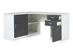 Secretária NORWY - 2 portas e 2 gavetas - Branco e Cinza