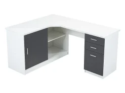Secretária NORWY - 2 portas e 2 gavetas - Branco e Cinza