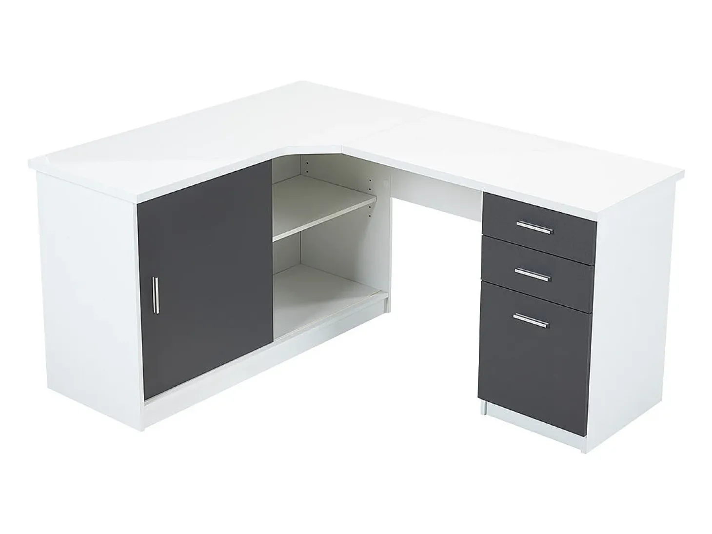 Secretária NORWY - 2 portas e 2 gavetas - Branco e Cinza