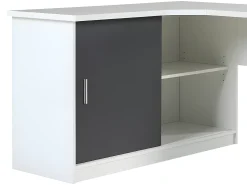Secretária NORWY - 2 portas e 2 gavetas - Branco e Cinza