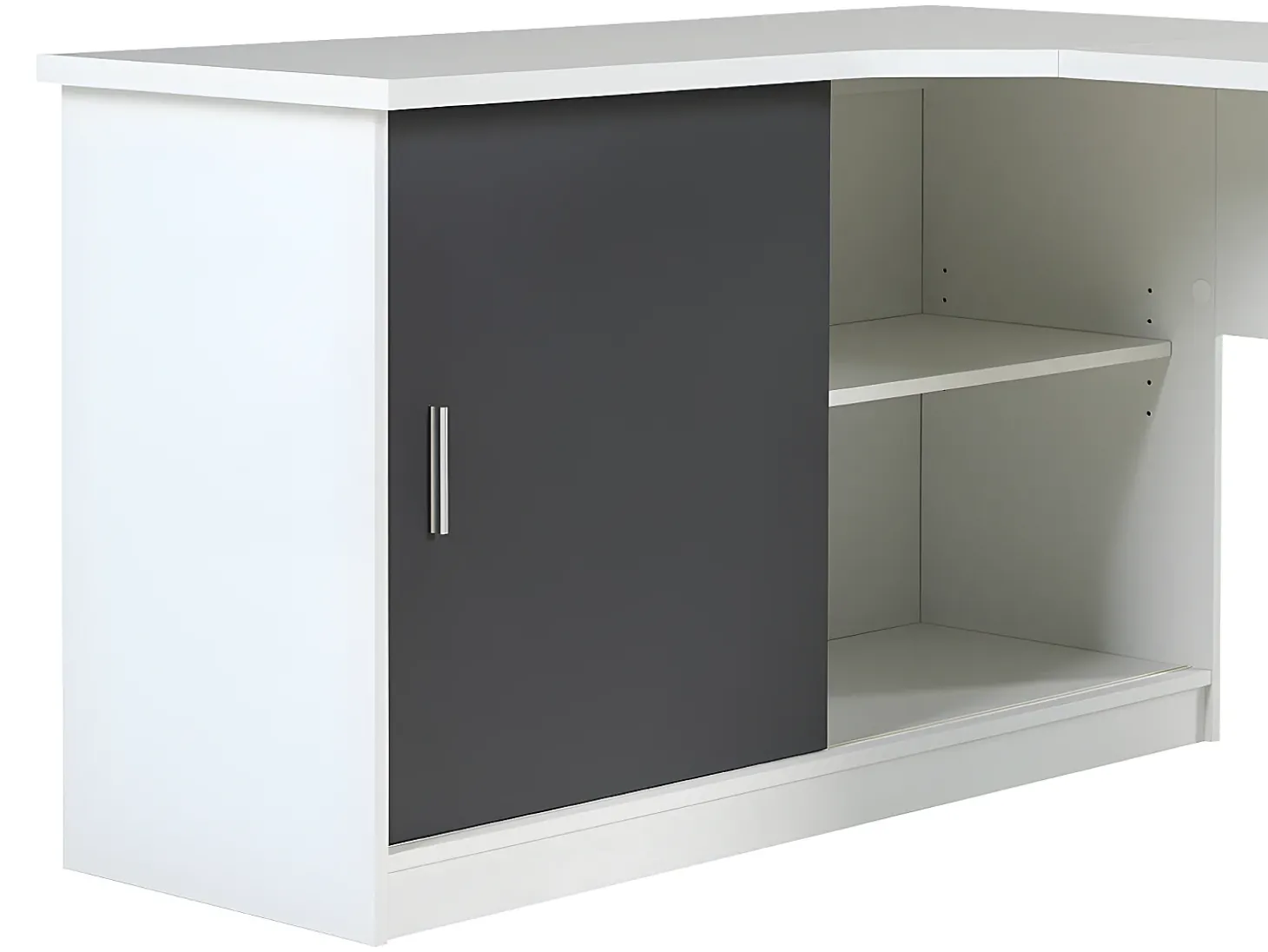 Secretária NORWY - 2 portas e 2 gavetas - Branco e Cinza