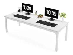 Secretária para Computador, 200 x 70 x 75 cm, Secretária para Estudantes e Trabalhadores, Secretária Dupla Secretária Longa para Computador Secretária para Estudo Escritório, Branca