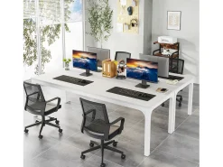 Secretária para Computador, 200 x 70 x 75 cm, Secretária para Estudantes e Trabalhadores, Secretária Dupla Secretária Longa para Computador Secretária para Estudo Escritório, Branca