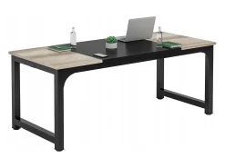 Secretária para portátil, secretária, secretária de estudo para teletrabalho, estação de trabalho para escritório, quarto, fácil de montar (cinza vintage/preto, 180 x 80 x 75 cm)
