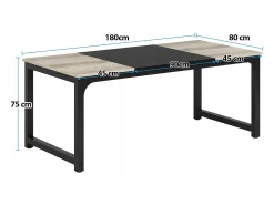 Secretária para portátil, secretária, secretária de estudo para teletrabalho, estação de trabalho para escritório, quarto, fácil de montar (cinza vintage/preto, 180 x 80 x 75 cm)