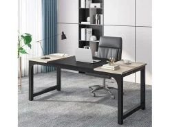 Secretária para portátil, secretária, secretária de estudo para teletrabalho, estação de trabalho para escritório, quarto, fácil de montar (cinza vintage/preto, 180 x 80 x 75 cm)