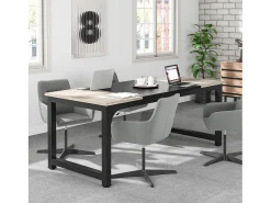 Secretária para portátil, secretária, secretária de estudo para teletrabalho, estação de trabalho para escritório, quarto, fácil de montar (cinza vintage/preto, 180 x 80 x 75 cm)