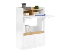Secretária rebatível multifuncional SoBuy com prateleiras Branco-Natural 63x67x93 cm FWT109-WN