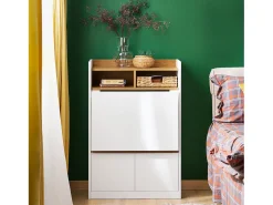 Secretária rebatível multifuncional SoBuy com prateleiras Branco-Natural 63x67x93 cm FWT109-WN