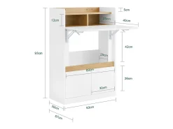 Secretária rebatível multifuncional SoBuy com prateleiras Branco-Natural 63x67x93 cm FWT109-WN