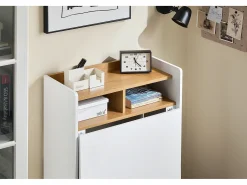 Secretária rebatível multifuncional SoBuy com prateleiras Branco-Natural 63x67x93 cm FWT109-WN