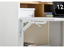Secretária rebatível multifuncional SoBuy com prateleiras Branco-Natural 63x67x93 cm FWT109-WN