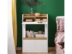 Secretária rebatível multifuncional SoBuy com prateleiras Branco-Natural 63x67x93 cm FWT109-WN