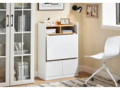 Secretária rebatível multifuncional SoBuy com prateleiras Branco-Natural 63x67x93 cm FWT109-WN