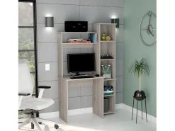 Secretária Versailles com estante, 162.30 cm X 98.29 cm X 45.21 cm, Freixo