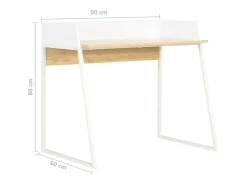Secretária 90x60x88 cm branco e carvalho