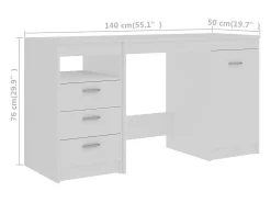 Secretária 140x50x76 cm contraplacado branco