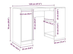 Secretária 120x42x76 cm derivados de madeira branco