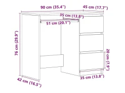 Secretária 90x45x76 cm derivados de madeira branco
